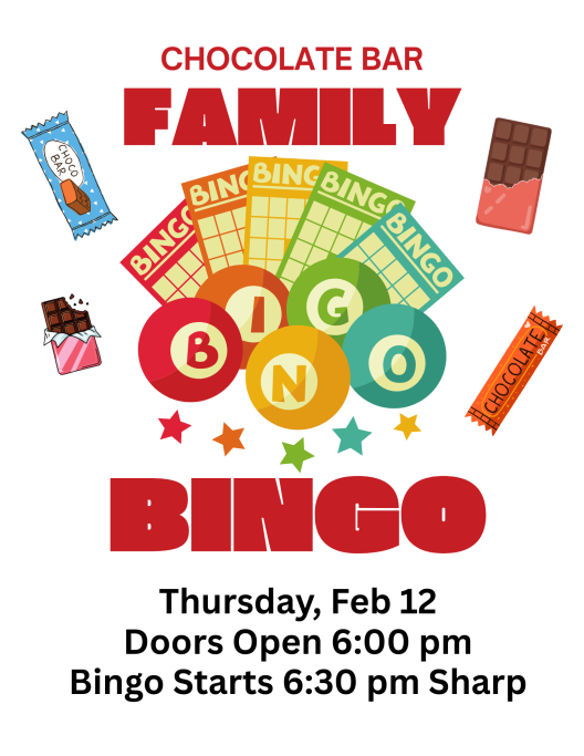 advertisement for Chocolate Bar Bingo