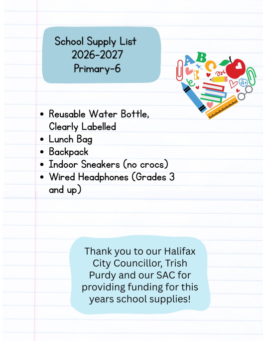 A list of school supplies